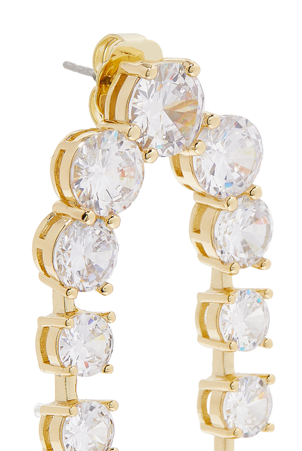 Arch Dangle Earrings, Gold-Plated Brass & Cubic Zirconias